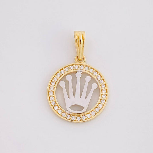 Pendant Circle Crown 1.55g / 3/4 in Two-Tone Yellow White Gold 18K