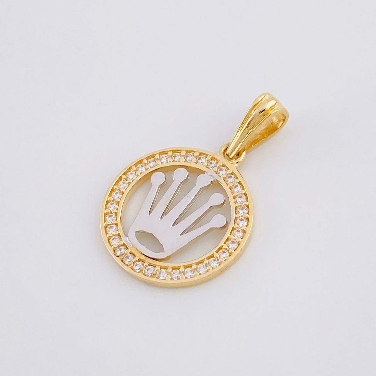 Pendant Circle Crown 1.55g / 3/4 in Two-Tone Yellow White Gold 18K