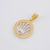 Pendant Circle Crown 1.55g / 3/4 in Two-Tone Yellow White Gold 18K