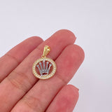 Pendant Circle Crown 1.55g / 3/4 in Two-Tone Yellow White Gold 18K