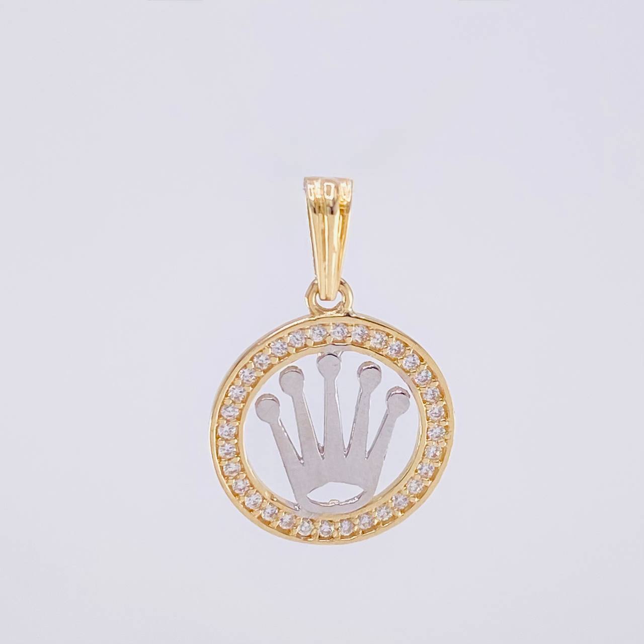Pendant Circle Crown 1.55g / 3/4 in Two-Tone Yellow White Gold 18K