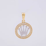 Pendant Circle Crown 1.55g / 3/4 in Two-Tone Yellow White Gold 18K