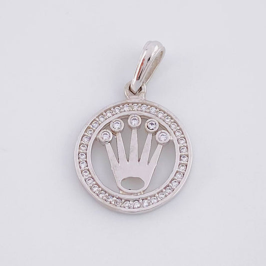 Pendant Circle Crown 2.1g / 1 in White Gold 18K