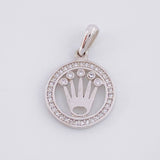 Pendant Circle Crown 2.1g / 1 in White Gold 18K