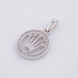 Pendant Circle Crown 2.1g / 1 in White Gold 18K