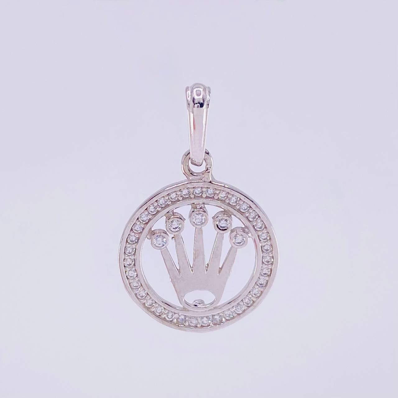 Pendant Circle Crown 2.1g / 1 in White Gold 18K