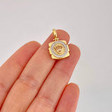 Dije Cuadro Circulo Corona 2.8g / 3/4 in Tres Oros 18K