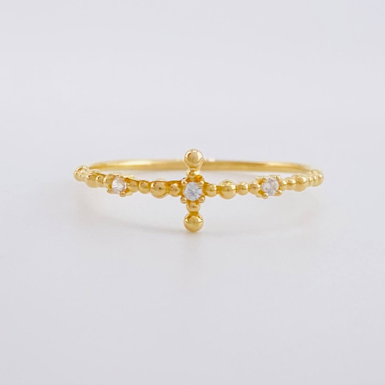 Sphere Cross Ring 0.7g / T5 1/2 Yellow Gold 18K