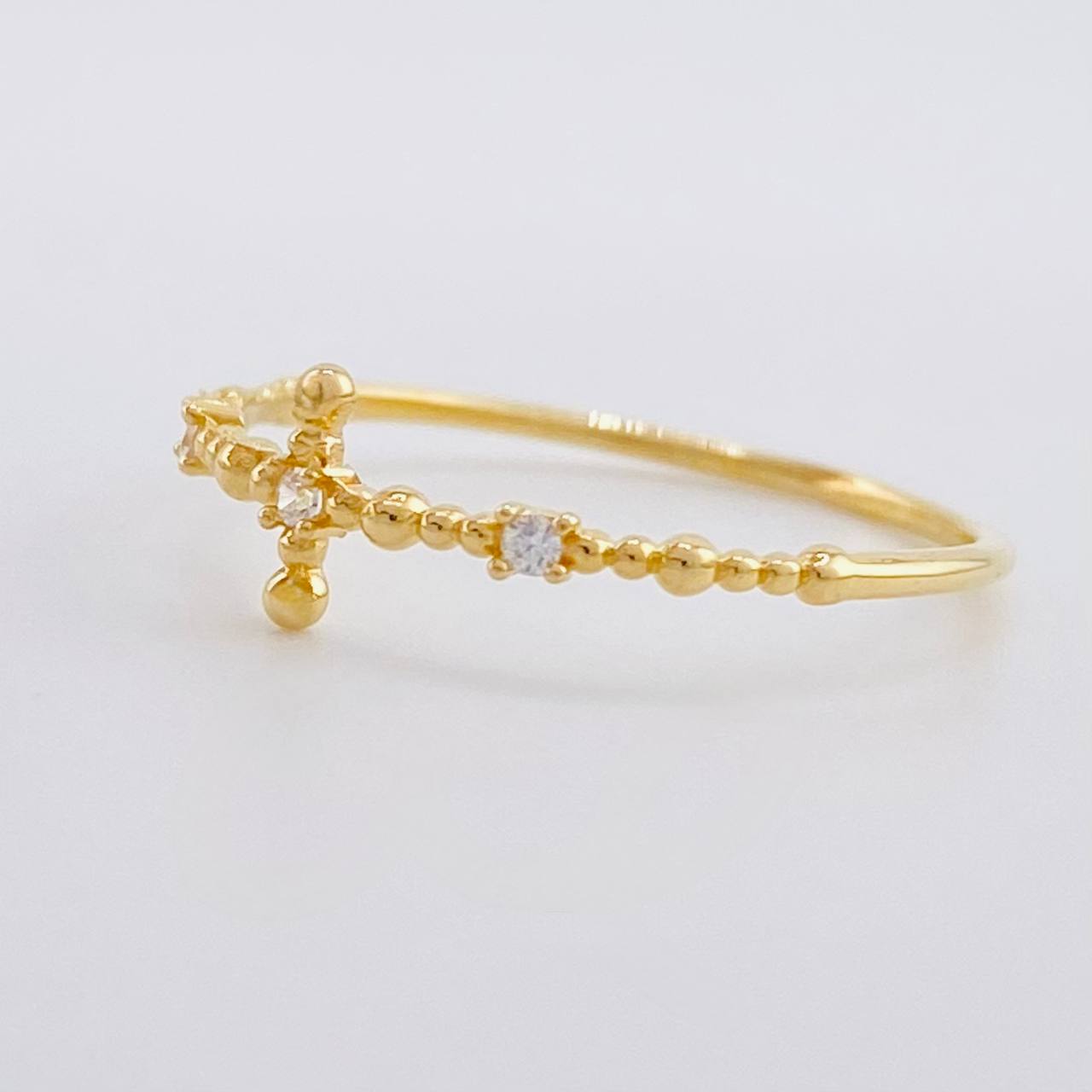 Sphere Cross Ring 0.7g / T5 1/2 Yellow Gold 18K