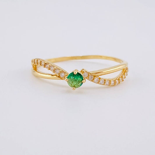 Solitaire Ring Dense Bows 1.25g / T6 3/4 Yellow Gold 18K