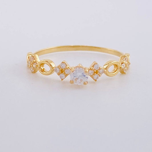 Solitaire Ring Alternating Rhombuses 1.1g / T7 1/4 Yellow Gold 18K