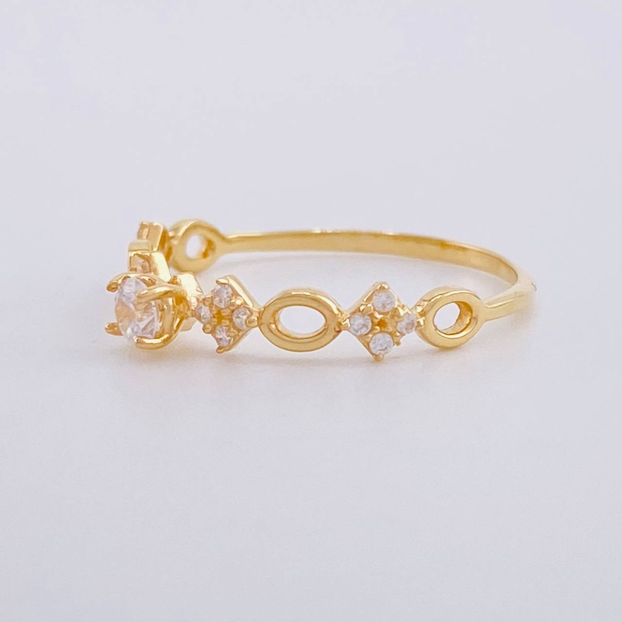 Solitaire Ring Alternating Rhombuses 1.1g / T7 1/4 Yellow Gold 18K