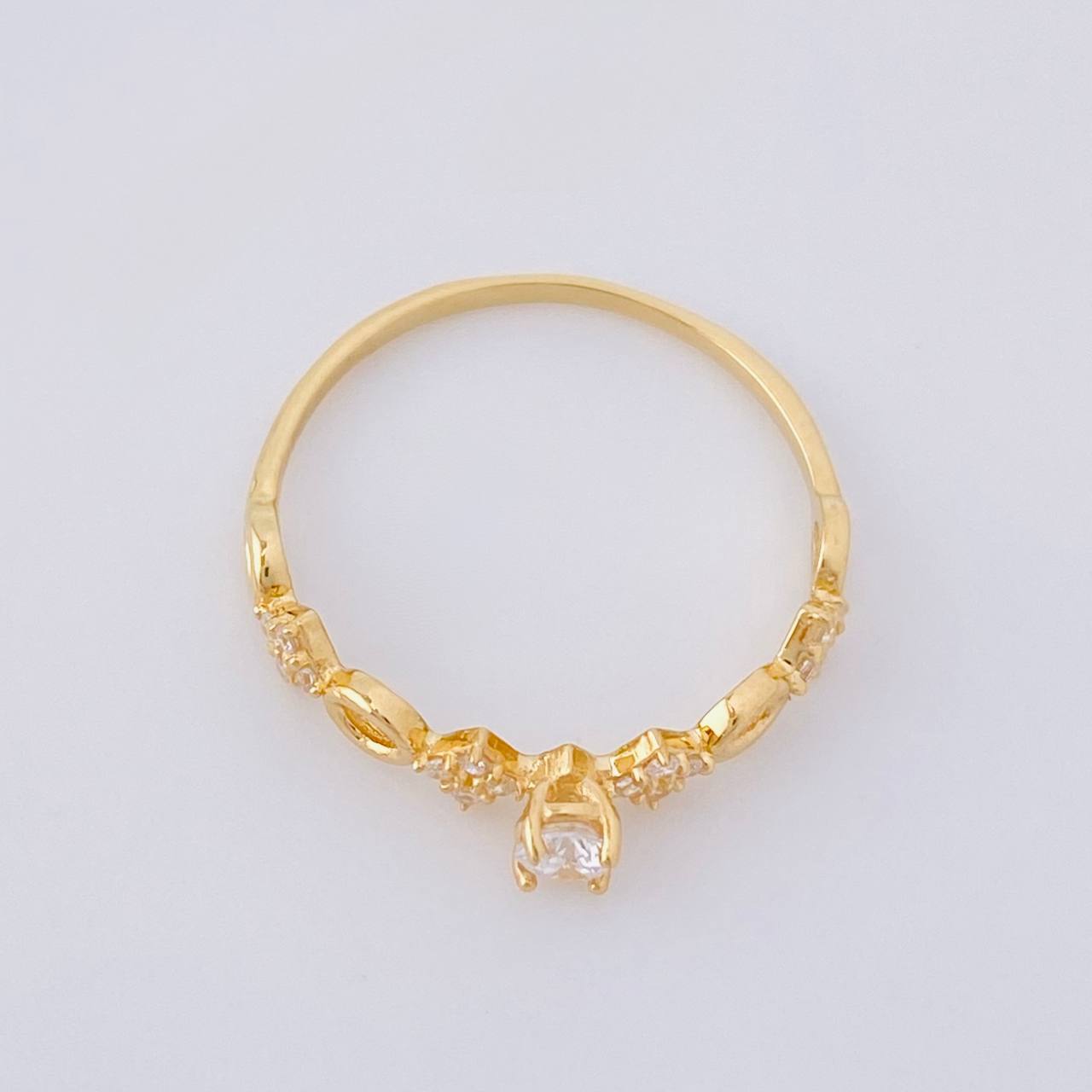 Solitaire Ring Alternating Rhombuses 1.1g / T7 1/4 Yellow Gold 18K