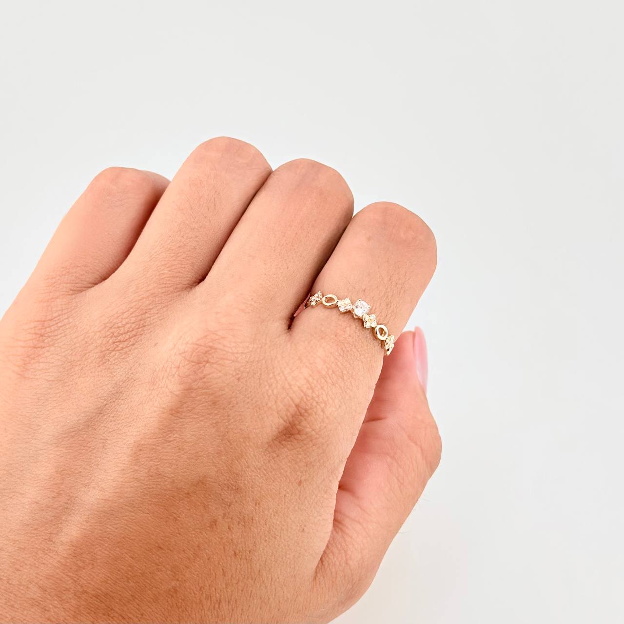 Solitaire Ring Alternating Rhombuses 1.1g / T7 1/4 Yellow Gold 18K
