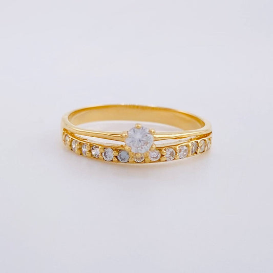 Double Rail Solitaire Ring 2g / T6 Yellow Gold 18K
