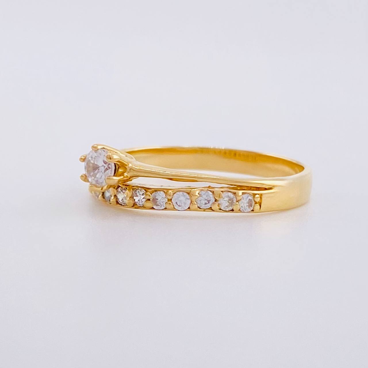 Anillo Solitario Doble Carril 2g / T6 Oro Amarillo 18K
