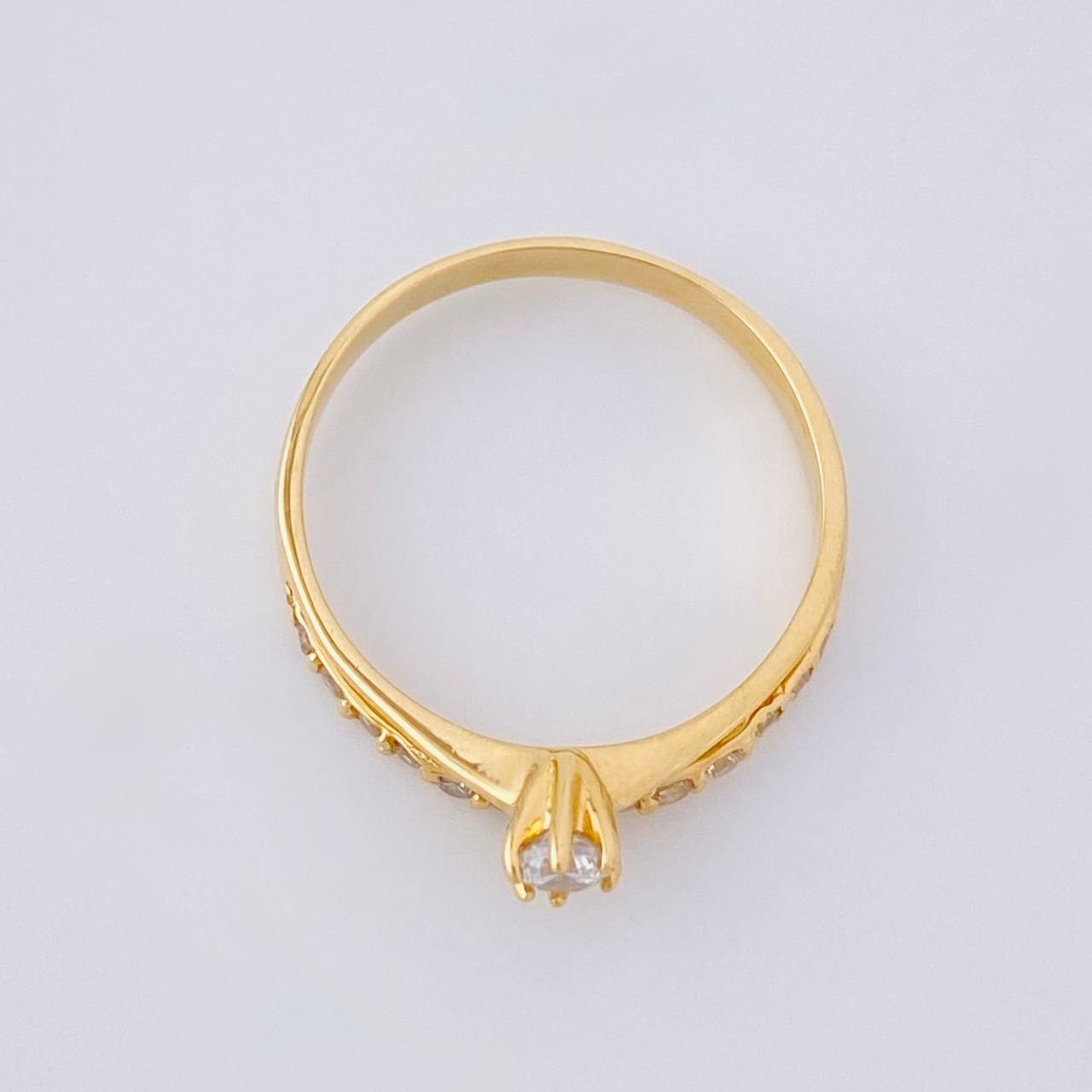 Anillo Solitario Doble Carril 2g / T6 Oro Amarillo 18K