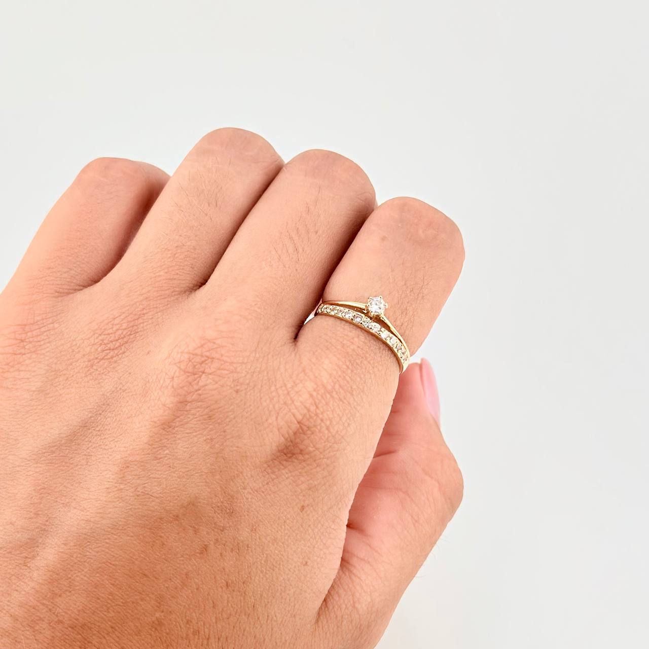 Anillo Solitario Doble Carril 2g / T6 Oro Amarillo 18K