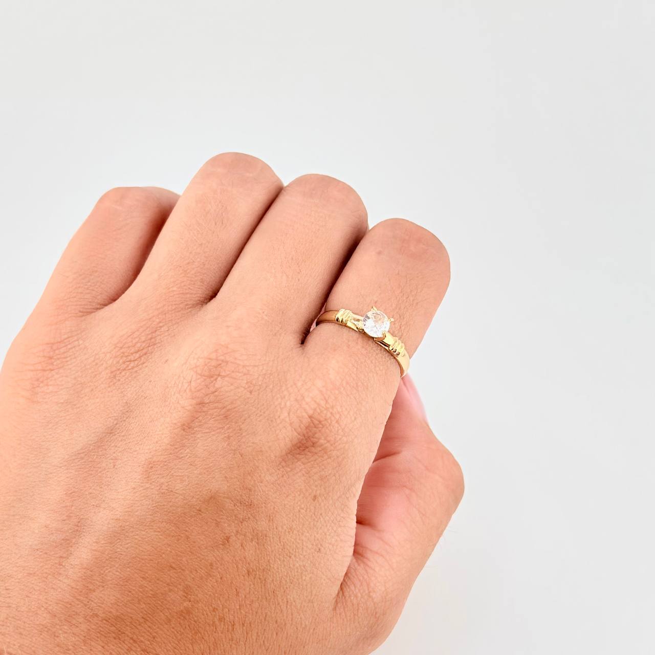 Solitaire Ring Trio Lines 1.7g / T6 3/4 Yellow Gold 18K