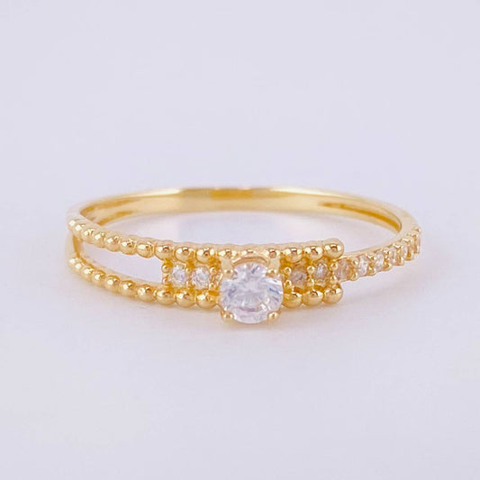 Solitaire Ring Half Channel Dense 1.25g / T5 3/4 18K Yellow Gold