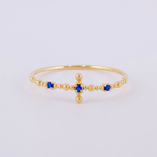 Sphere Cross Ring 0.7g / T7 1/4 Yellow Gold 18K