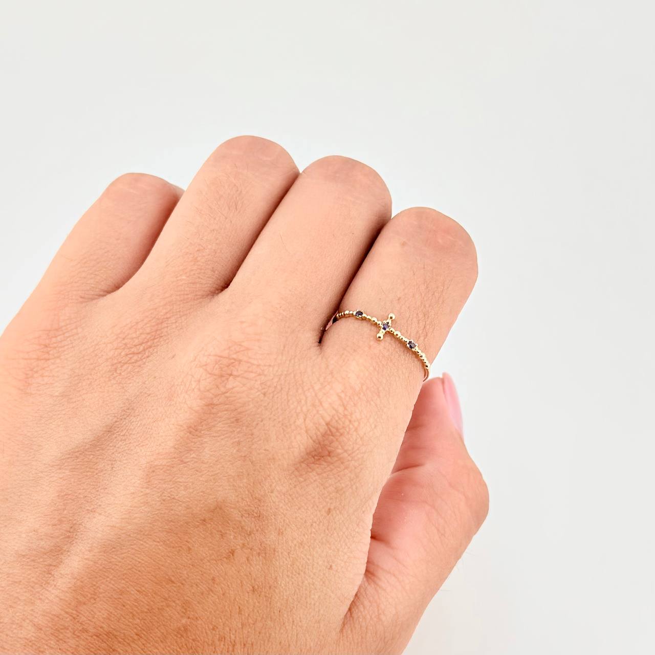 Sphere Cross Ring 0.7g / T7 1/4 Yellow Gold 18K
