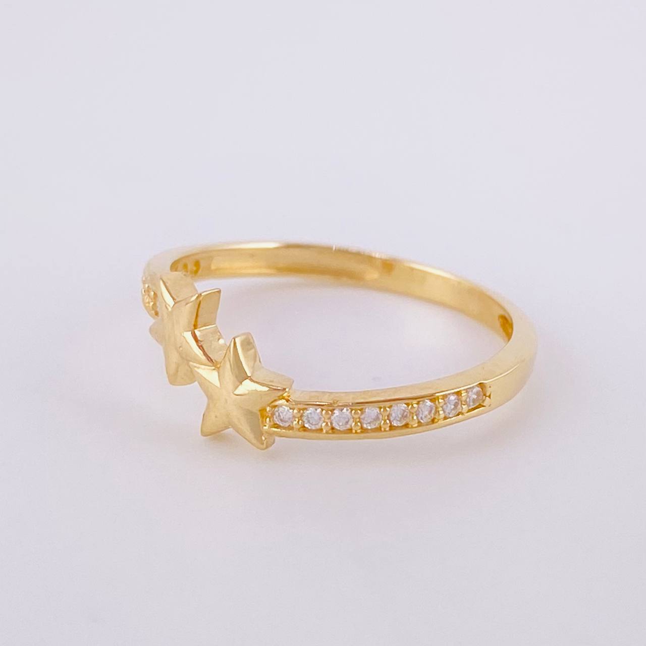 Anillo Doble Estrella 1.8g / T7 1/4 Oro Amarillo 18K