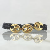 Pulsera Negra Herraje GC 1.55gr / 9.7mm Liso Oro Amarillo 18K