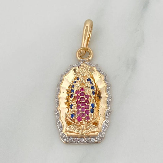 Virgin of Guadalupe Pendant 4.25 g / 1 1/4 in Two-Tone Yellow White 18K Gold