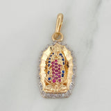 Dije Virgen De Guadalupe 4.25 g / 1 1/4 in Dos Oros Amarillo Blanco 18K