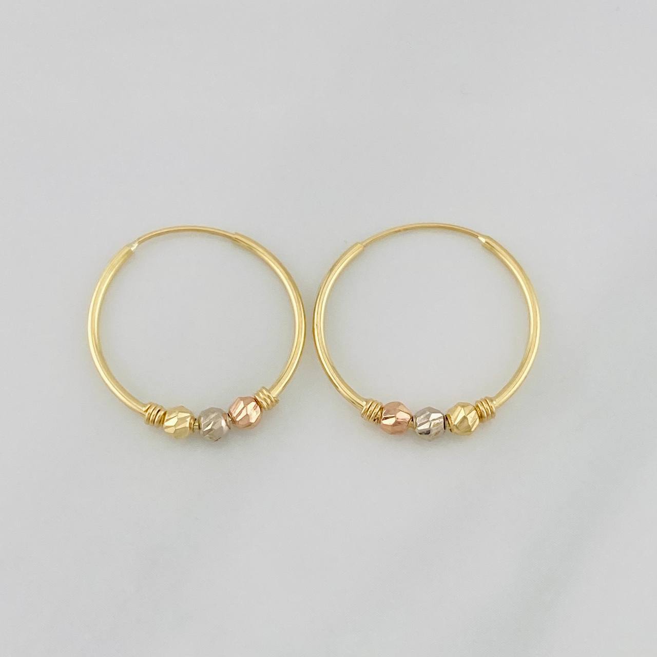 Candongas Trio Bolas 1.3g / 3/4 in Tres Oros 18K