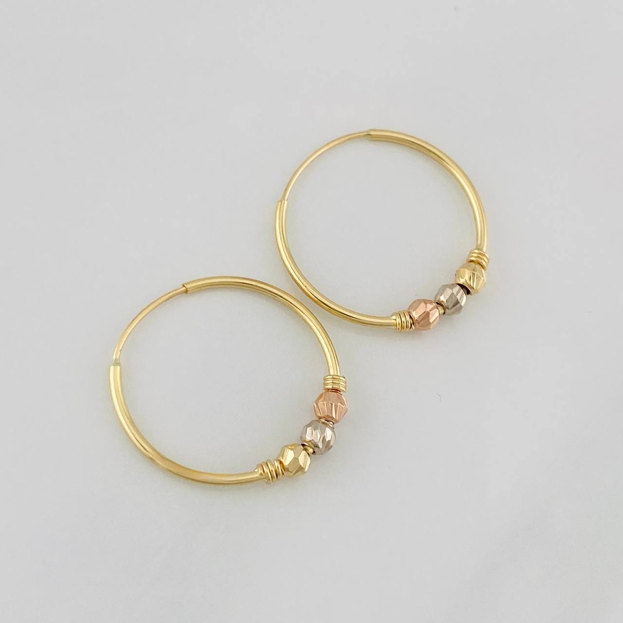 Candongas Trio Bolas 1.3g / 3/4 in Tres Oros 18K