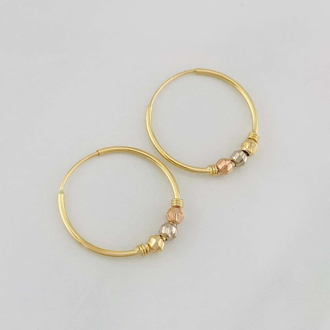 Candongas Trio Bolas 1.25g / 3/4 in Tres Oros 18K