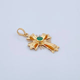 Dije Cruz Plana Esmeralda 13Pts 1.2gr / 1 in / Oro Amarillo 18K %