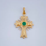 Dije Cruz Plana Esmeralda 13Pts 1.2gr / 1 in / Oro Amarillo 18K %