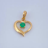 Dije Corazon Esmeralda 17Pts 1gr / 3/4 in / Oro Amarillo 18K %