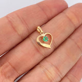 Dije Corazon Esmeralda 17Pts 1gr / 3/4 in / Oro Amarillo 18K %
