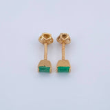 Topos Bisel Cuadrado Esmeraldas 10Pts 1.05gr / 4.35mm Oro Amarillo 18K %