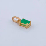Dije Rectangular Esmeralda 60Pts 0.5gr / 1/2 in / Oro Amarillo 18K %