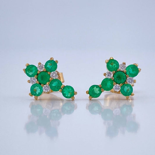 Topos Cruz Esmeraldas 35Pts Diamantes 10Pts 1.75gr / 10.85mm Oro Amarillo 18K %