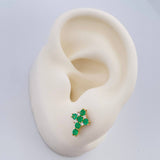 Topos Cruz Esmeraldas 35Pts Diamantes 10Pts 1.75gr / 10.85mm Oro Amarillo 18K %