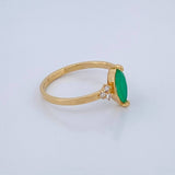 Anillo Ojo De Gato Esmeralda 70Pts Diamantes 15Pts 2.05gr / T7 1/4 / Oro Amarillo 18K %