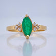 Anillo Ojo De Gato Esmeralda 70Pts Diamantes 15Pts 2.05gr / T7 1/4 / Oro Amarillo 18K %