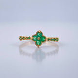 Anillo  Churumbela Trebol Esmeraldas 50Pts 1.85gr / T7 1/4 / Oro Amarillo 18K %