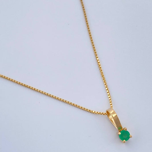 Set Veneciana + Halo Esmeralda 04pts 1.15gr / 19 3/4 in / 0.3mm Oro Amarillo 18K &