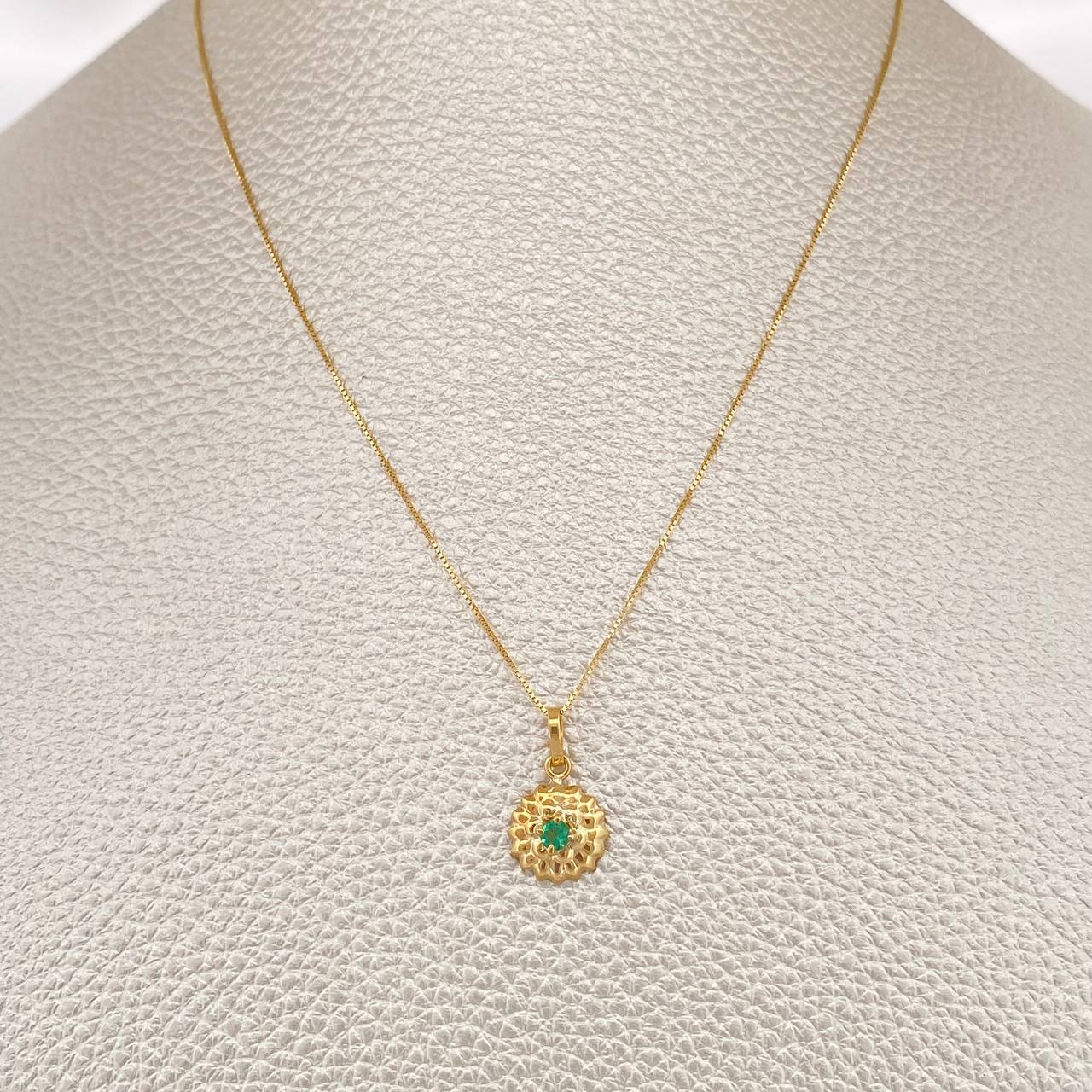 Set Veneciana + Girasol Esmeralda 07pts 1.55gr / 19 3/4 in / 0.3mm Oro Amarillo 18K &