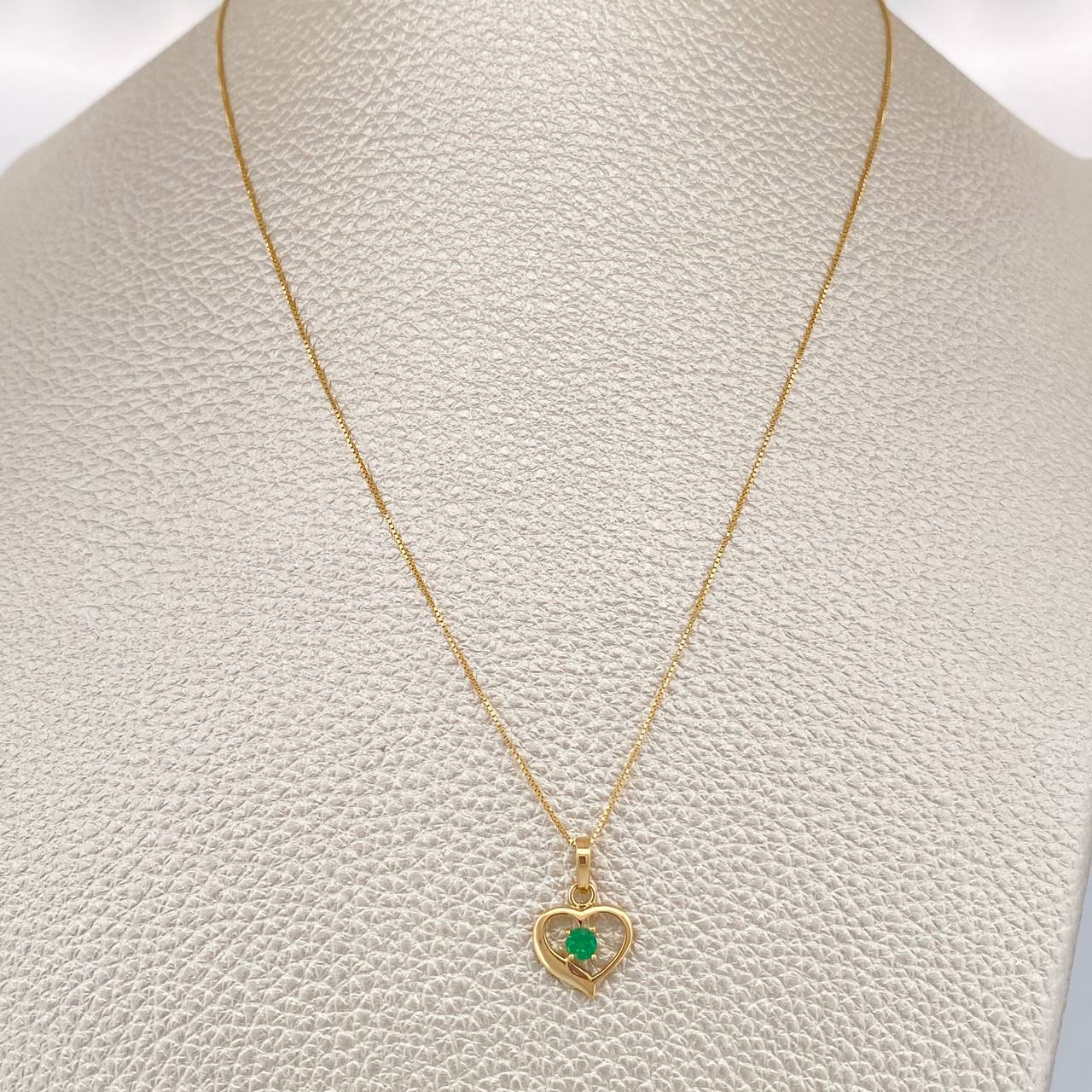 Set Veneciana + Corazon Esmeralda 07pts 1.7gr / 19 1/2 in / 0.3mm Oro Amarillo 18K &