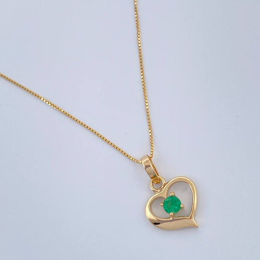 Set Veneciana + Corazon Esmeralda 07pts 1.7gr / 19 1/2 in / 0.3mm Oro Amarillo 18K &