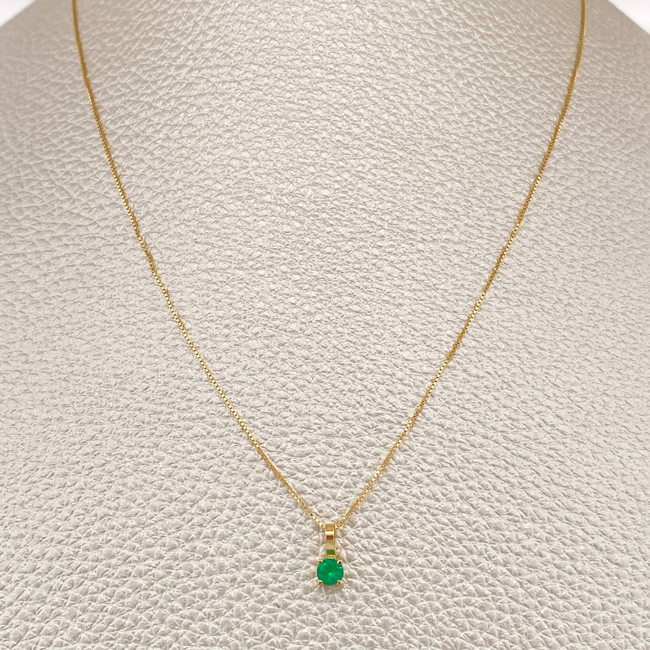 Set Veneciana + Halo Esmeralda 18pts 1.3gr / 19 3/4 in / 0.3mm Oro Amarillo 18K &