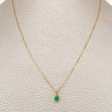 Set Veneciana + Halo Esmeralda 18pts 1.3gr / 19 3/4 in / 0.3mm Oro Amarillo 18K &